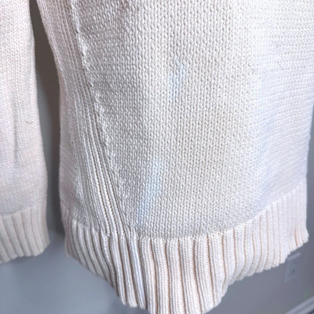 J. CREW ALWAYS Oarsman Roll Neck Womens Cotton Sweater S Cream Bleach Spots